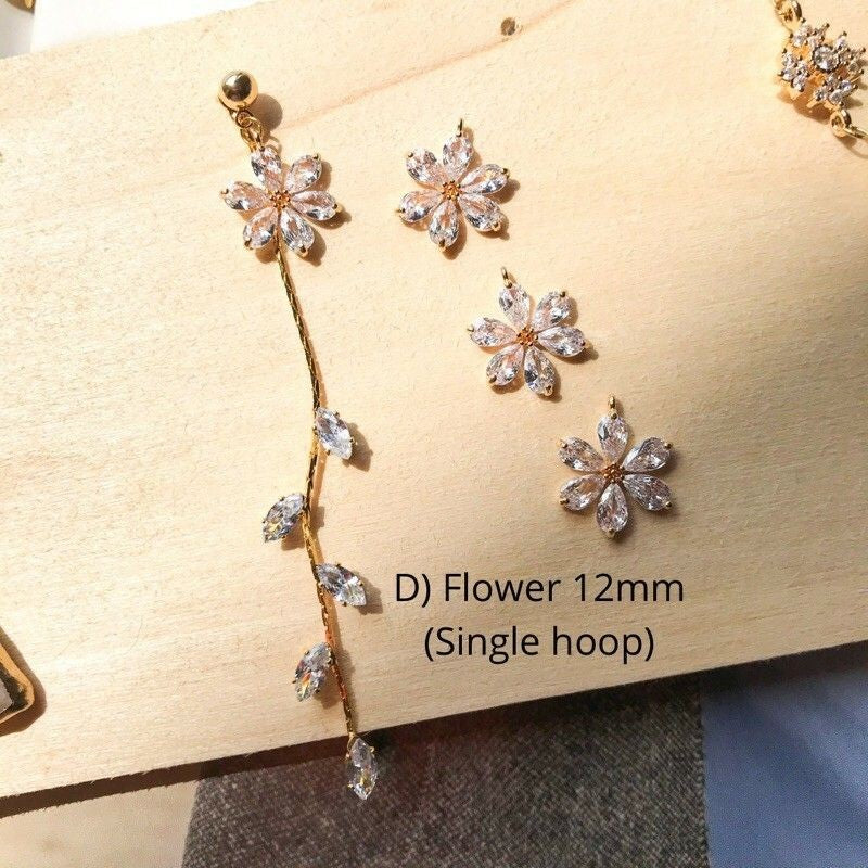 Sparkle Double Hook Petals/Chandelier/Snow Flake/Flower- 14K Rolled Gold