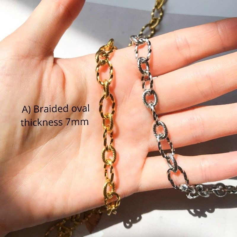 DIY Chain: Stainless steel Braided Oval/Oval link/ Twisted Figaro Chain