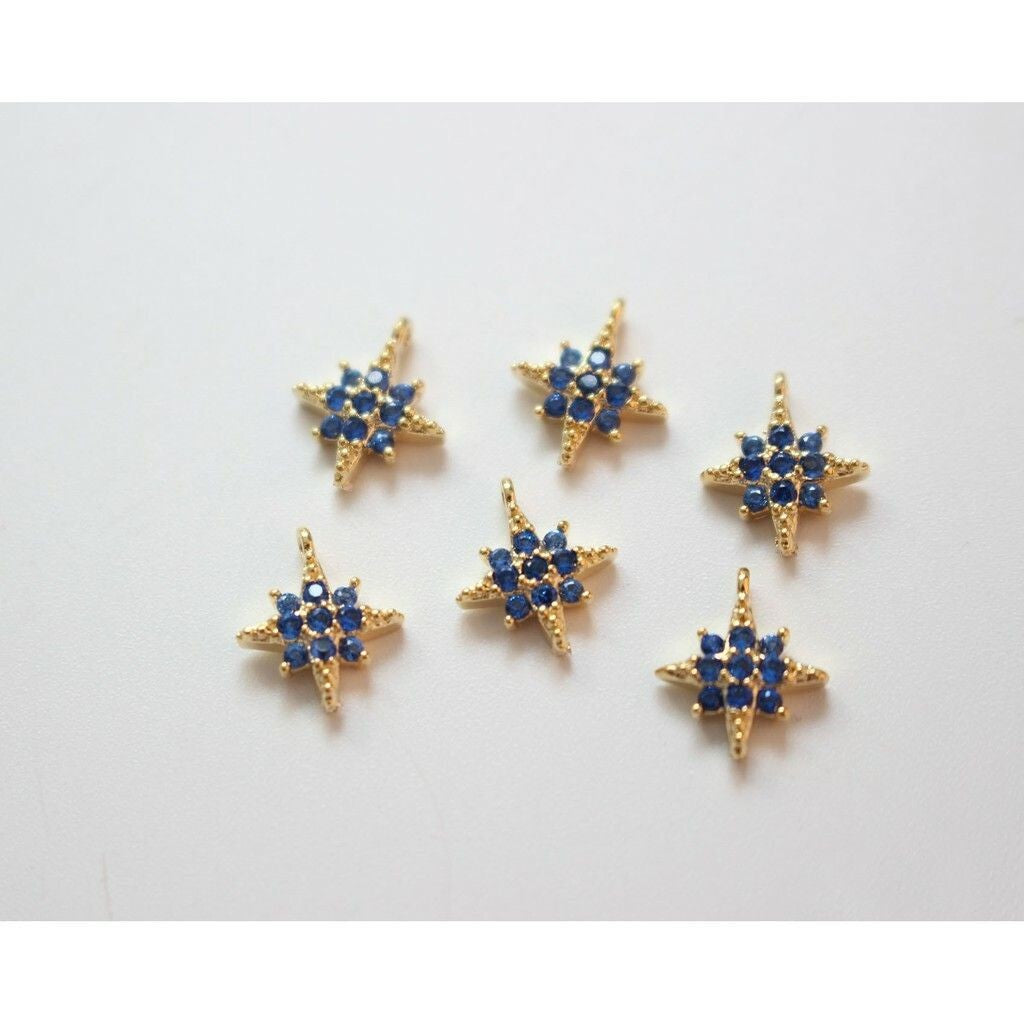 Star Pendant in Coloured Crystal - 14k Rolled Gold