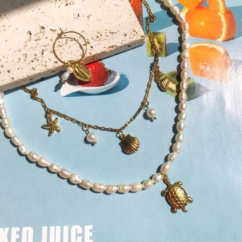 Sea creatures beach pendant shells - Stainless steel