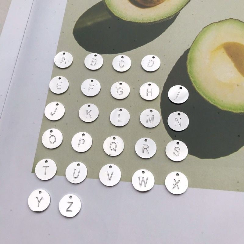 Alphabet letter S.STEEL colour pendant 12mm initial - Stainless steel