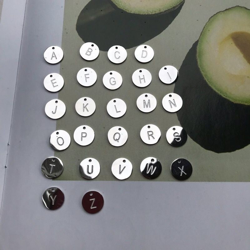 Alphabet letter S.STEEL colour pendant 12mm initial - Stainless steel