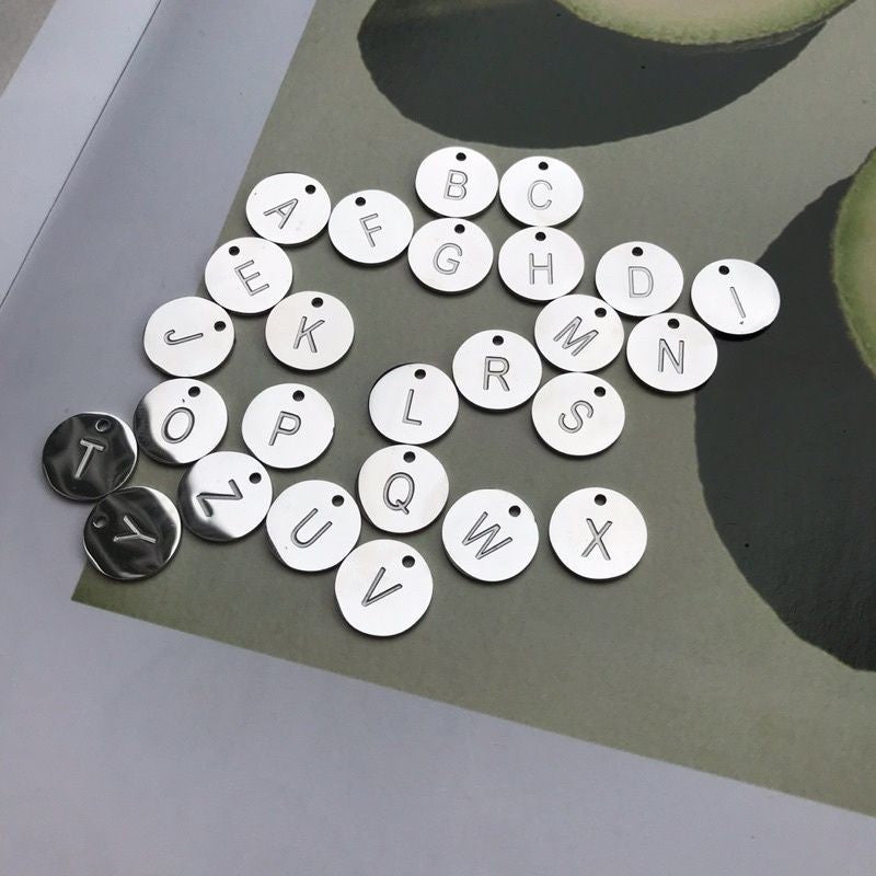 Alphabet letter S.STEEL colour pendant 12mm initial - Stainless steel
