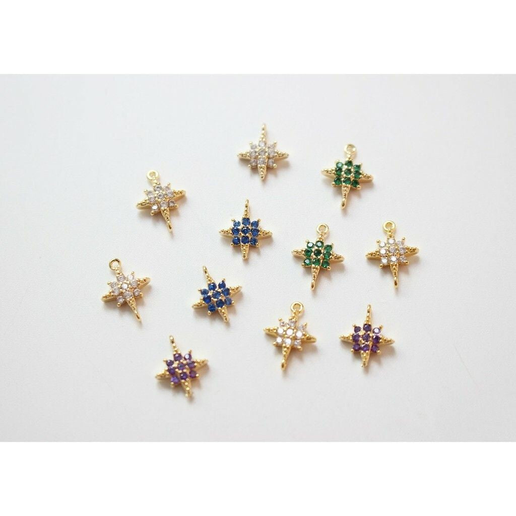 Star Pendant in Coloured Crystal - 14k Rolled Gold