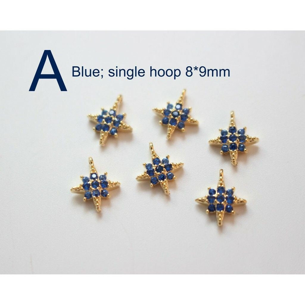 Star Pendant in Coloured Crystal - 14k Rolled Gold