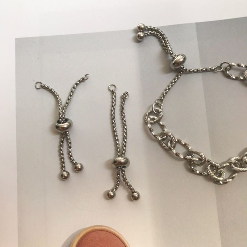 Flexible Boxchain 5cm With Adjustable Ending Short Bracelets - Stainless Steel slider