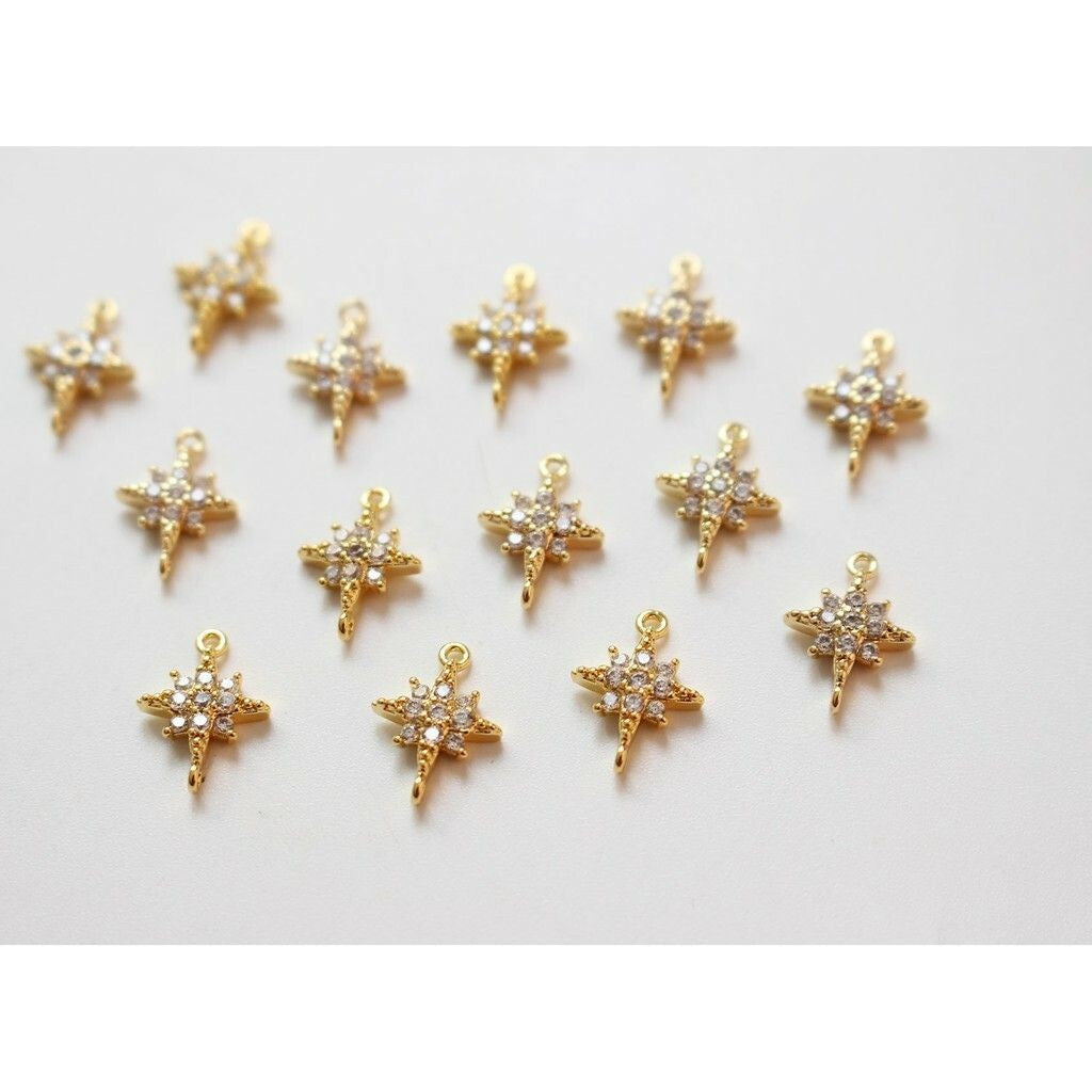Star Pendant in Coloured Crystal - 14k Rolled Gold