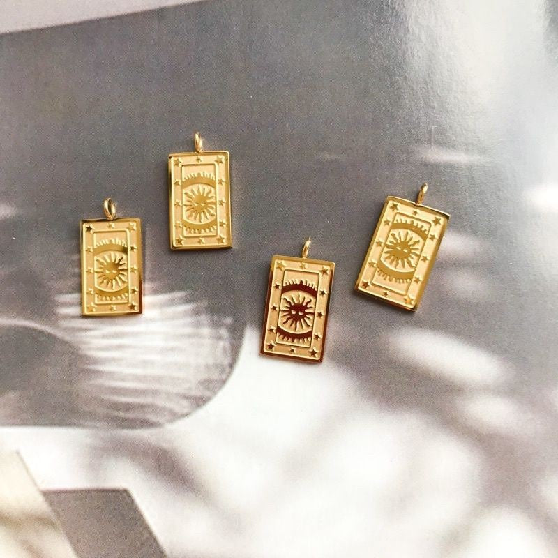 Gold Bar 1 Piece/ Cherry Love Pendant Galaxy - Stainless Steel (PVD coating)