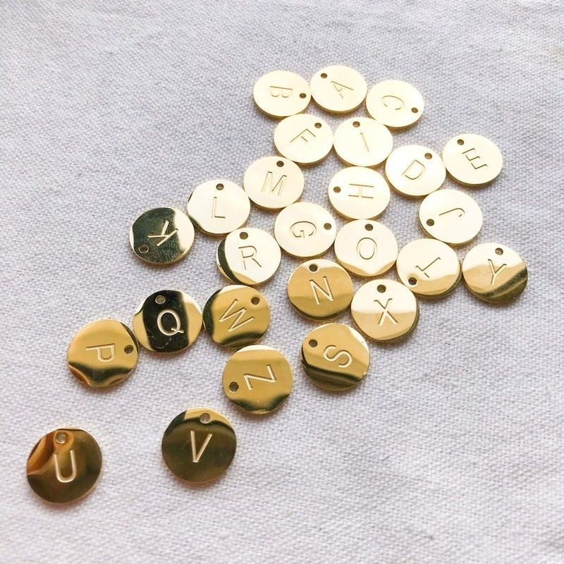 Alphabet letter GOLD colour round tag 12mm - Gold stainless steel