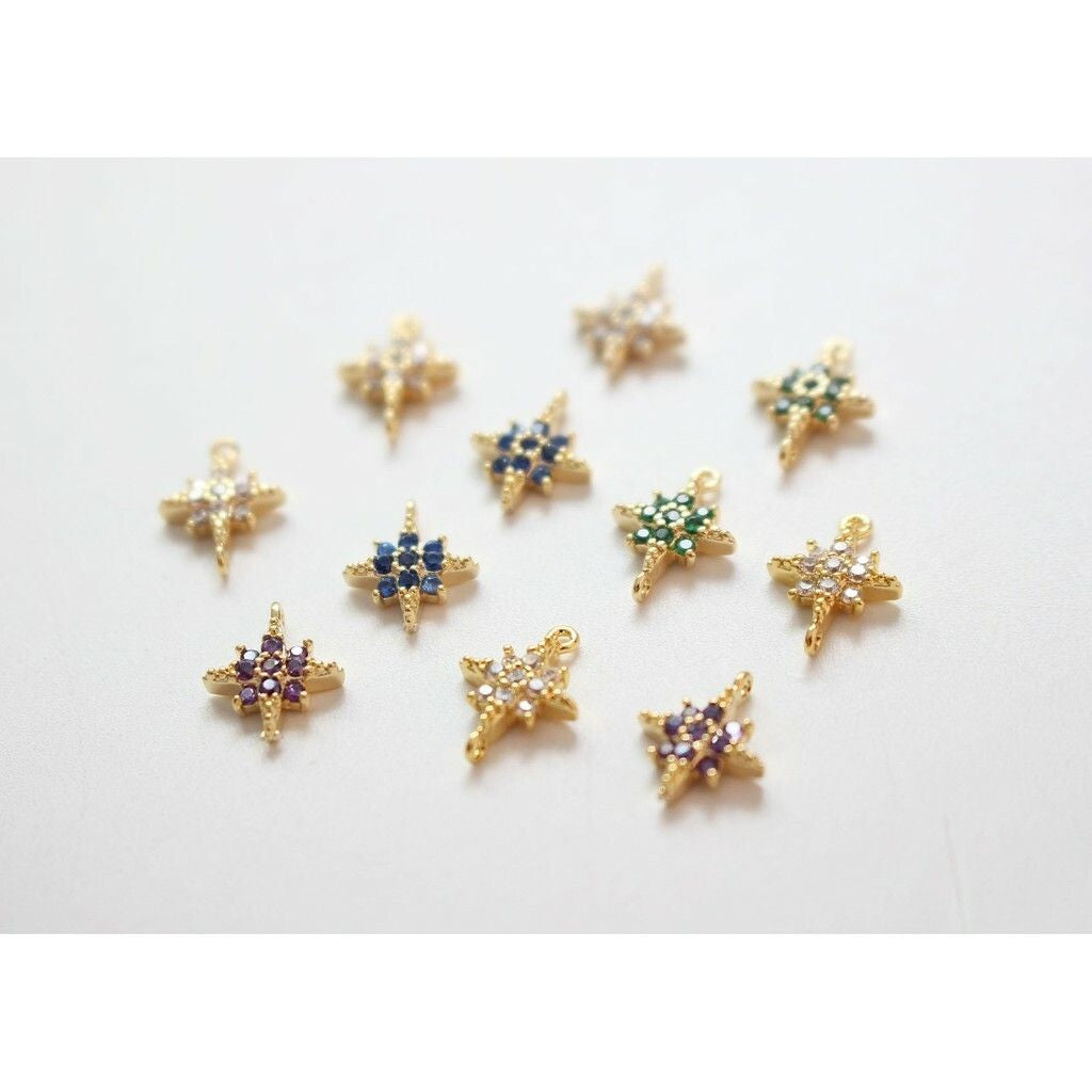 Star Pendant in Coloured Crystal - 14k Rolled Gold