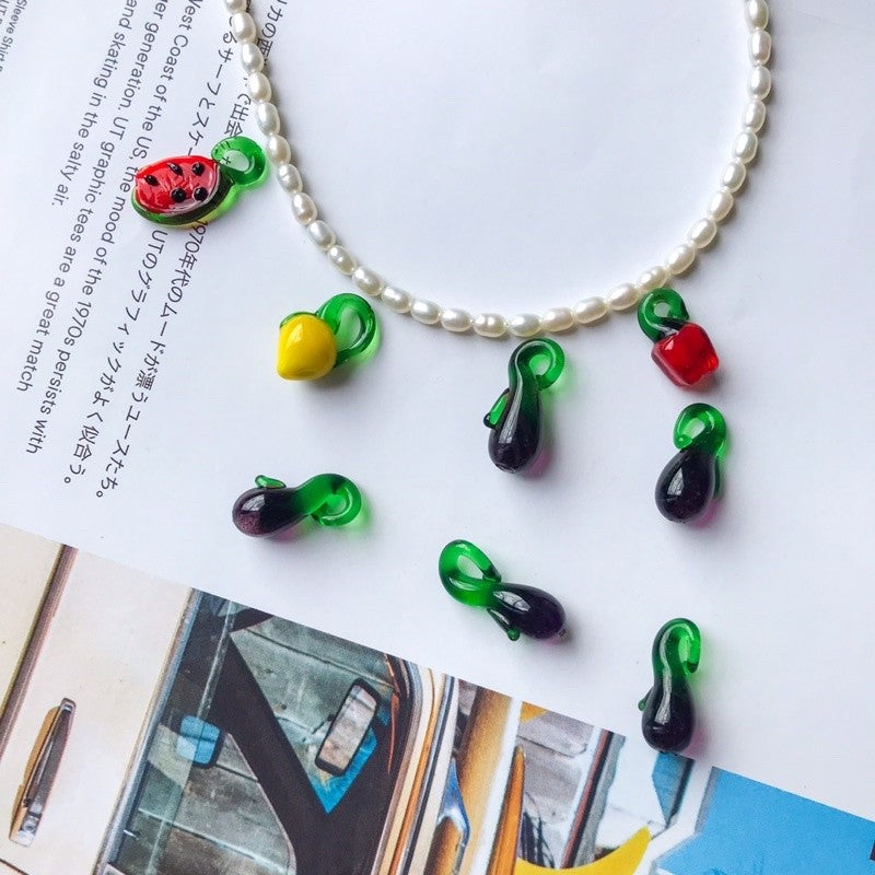 Fruit pendant glass beads pendant 1 pc for diy jewellery necklace
