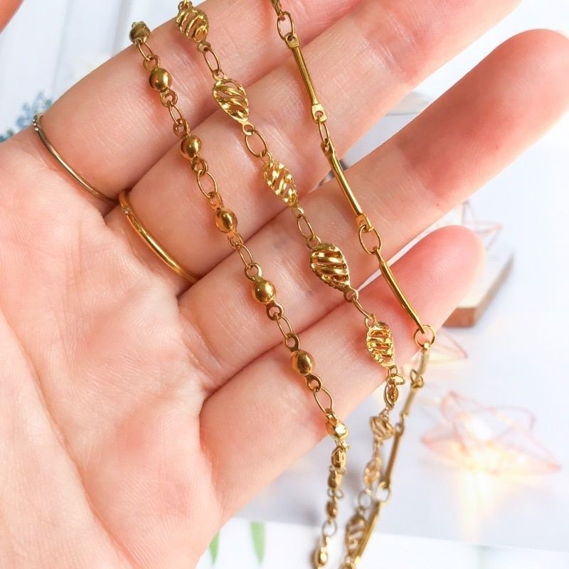 DIY Chain: Stainless steel twisted leaves link chain /Bamboo chain/ ball link chain