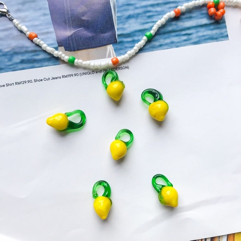 Fruit pendant glass beads pendant 1 pc for diy jewellery necklace