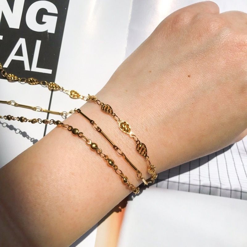 DIY Chain: Stainless steel twisted leaves link chain /Bamboo chain/ ball link chain