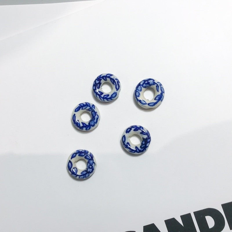 Porcelain beads pendant 1pc Flower porcelain blue tulip for diy jewellery