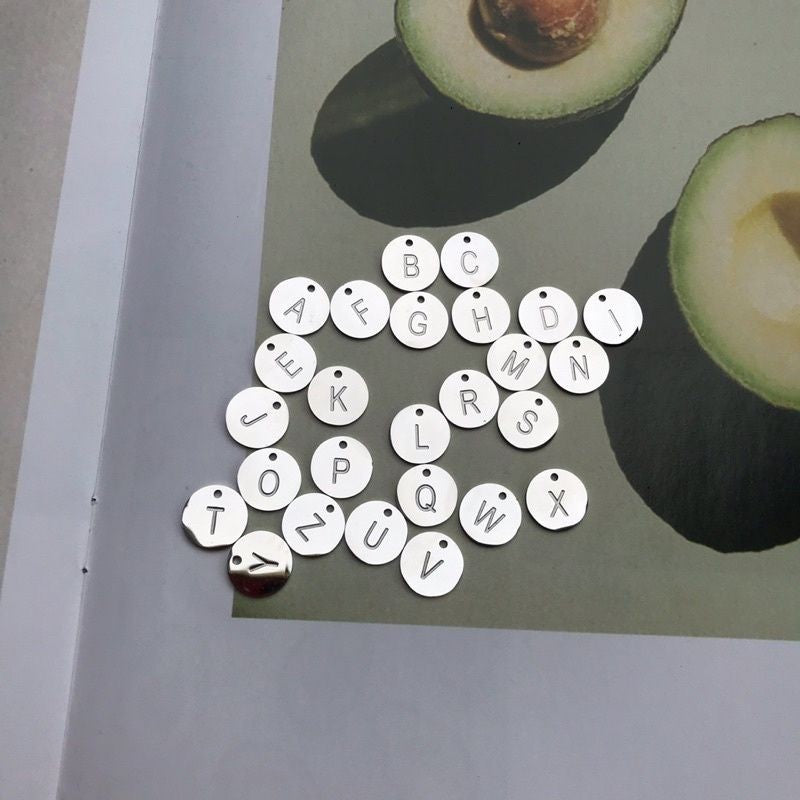 Alphabet letter S.STEEL colour pendant 12mm initial - Stainless steel