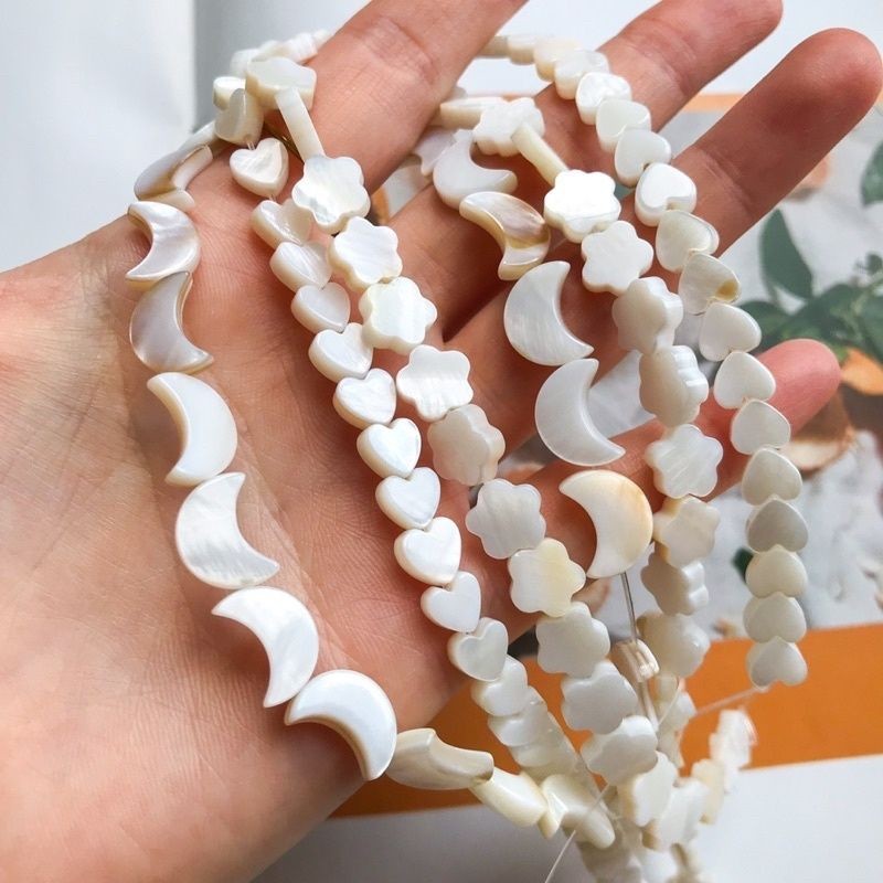 White shell beads 1 strand/ DIY jewellery heart shaped star moon flower accessories for necklace Jewelry bracelet