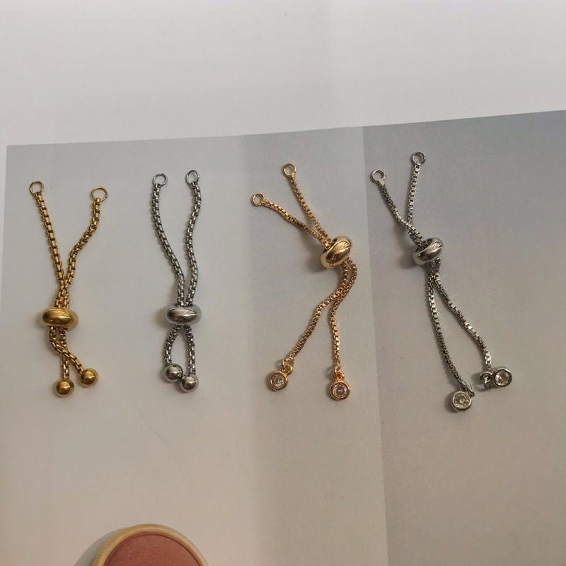 Flexible Boxchain 5cm With Adjustable Ending Short Bracelets - Stainless Steel slider