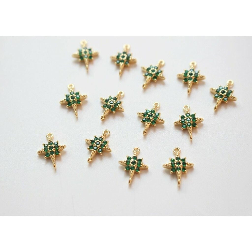 Star Pendant in Coloured Crystal - 14k Rolled Gold