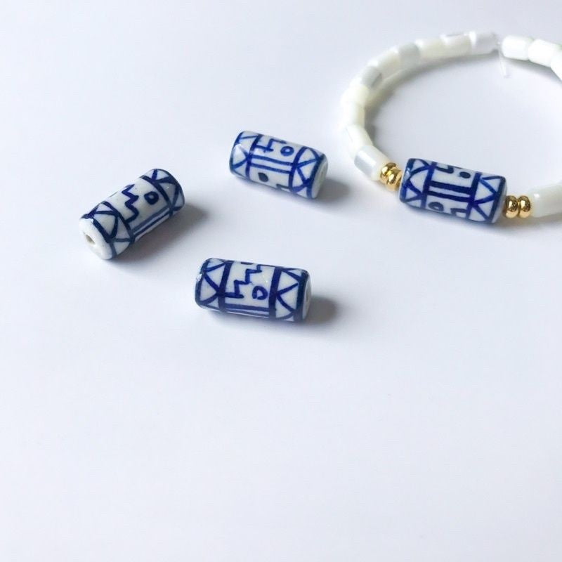 Porcelain beads pendant 1pc Flower porcelain blue tulip for diy jewellery