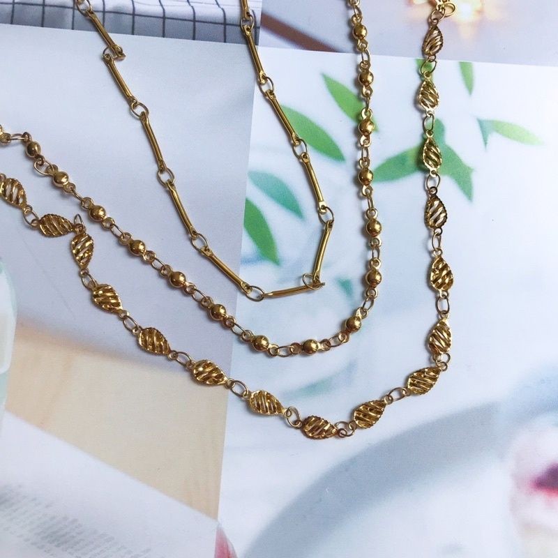 DIY Chain: Stainless steel twisted leaves link chain /Bamboo chain/ ball link chain