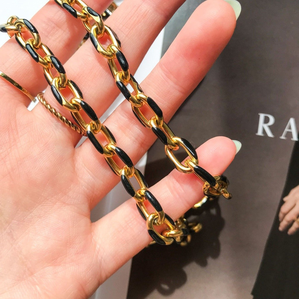 Stainless steel thick link colourful chain coated with colour 50cm/ gold necklace jewellery for diy bracelet bulky chain