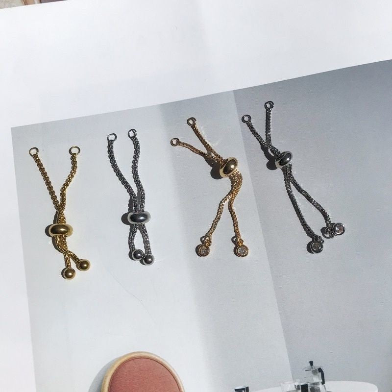 Flexible Boxchain 5cm With Adjustable Ending Short Bracelets - Stainless Steel slider