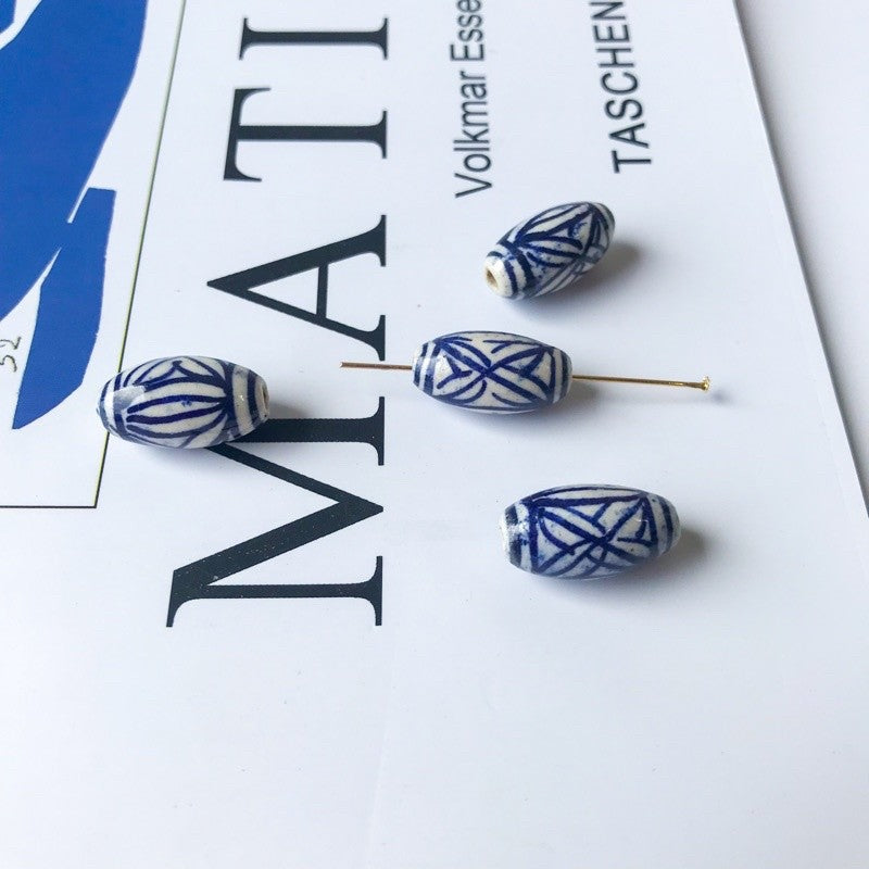 Porcelain beads pendant 1pc Flower porcelain blue tulip for diy jewellery