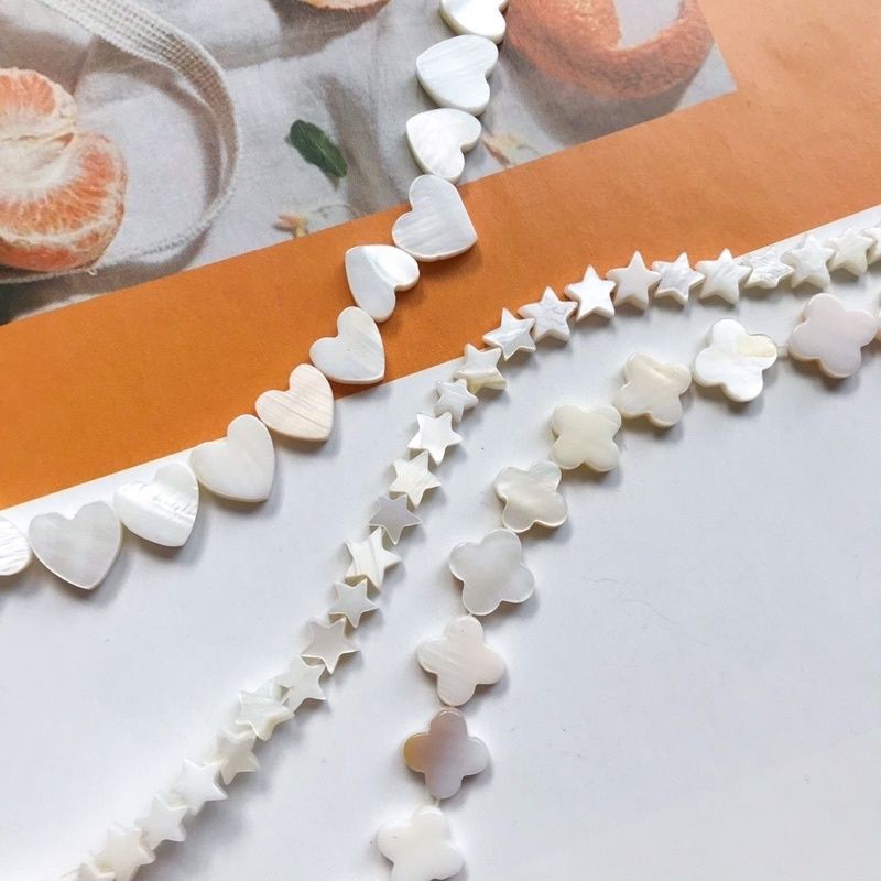 White shell beads 1 strand/ DIY jewellery heart shaped star moon flower accessories for necklace Jewelry bracelet