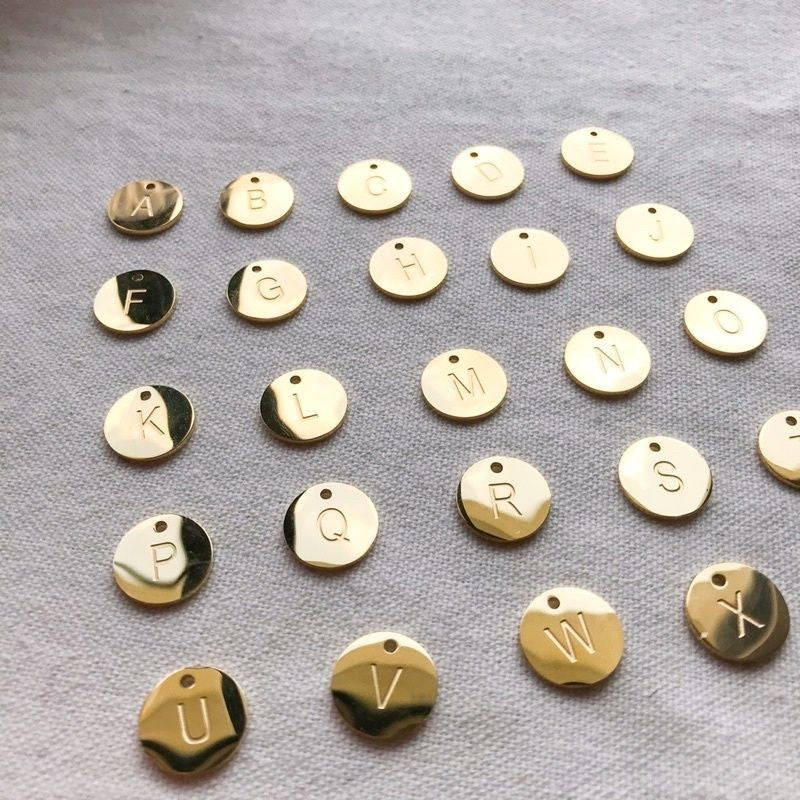 Alphabet letter GOLD colour round tag 12mm - Gold stainless steel