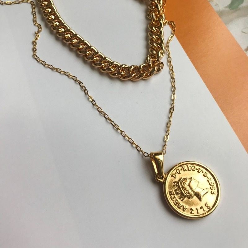 Vintage Coin Pendant 3 -  Stainless Steel