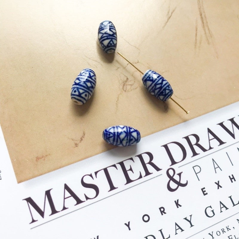 Porcelain beads pendant 1pc Flower porcelain blue tulip for diy jewellery