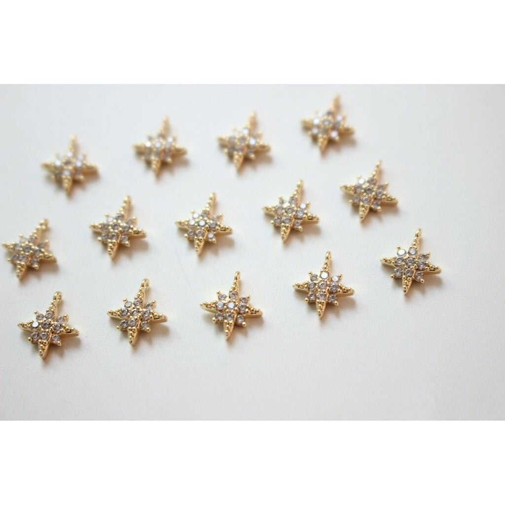 Star Pendant in Coloured Crystal - 14k Rolled Gold