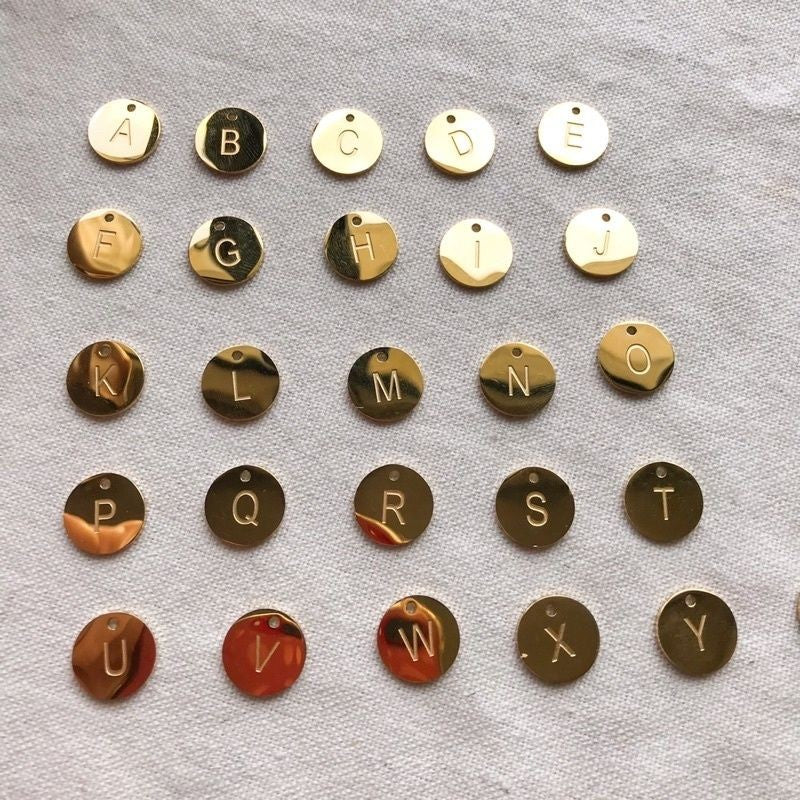 Alphabet letter GOLD colour round tag 12mm - Gold stainless steel