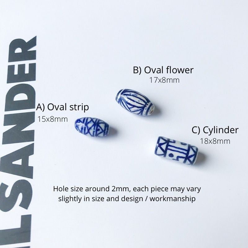 Porcelain beads pendant 1pc Flower porcelain blue tulip for diy jewellery