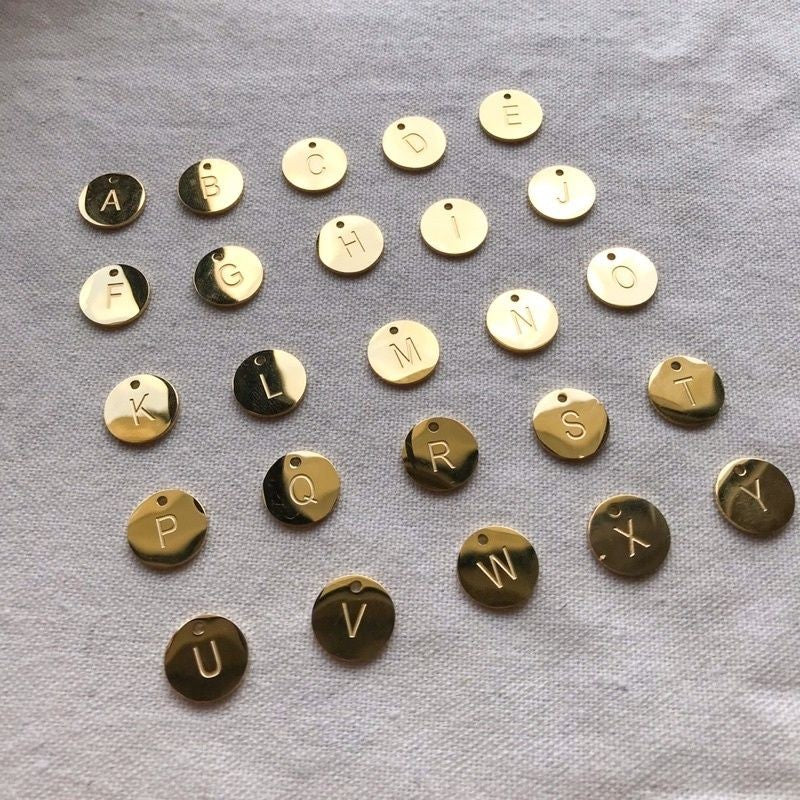 Alphabet letter GOLD colour round tag 12mm - Gold stainless steel