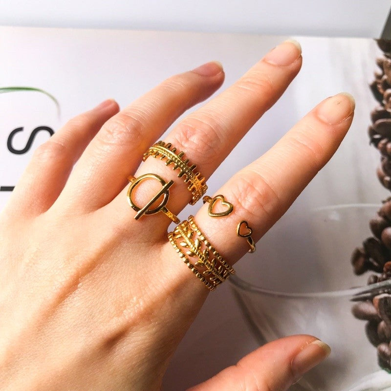 Gold stainless steel adjustable rings 1 pc/ tarnish resistant jewellery