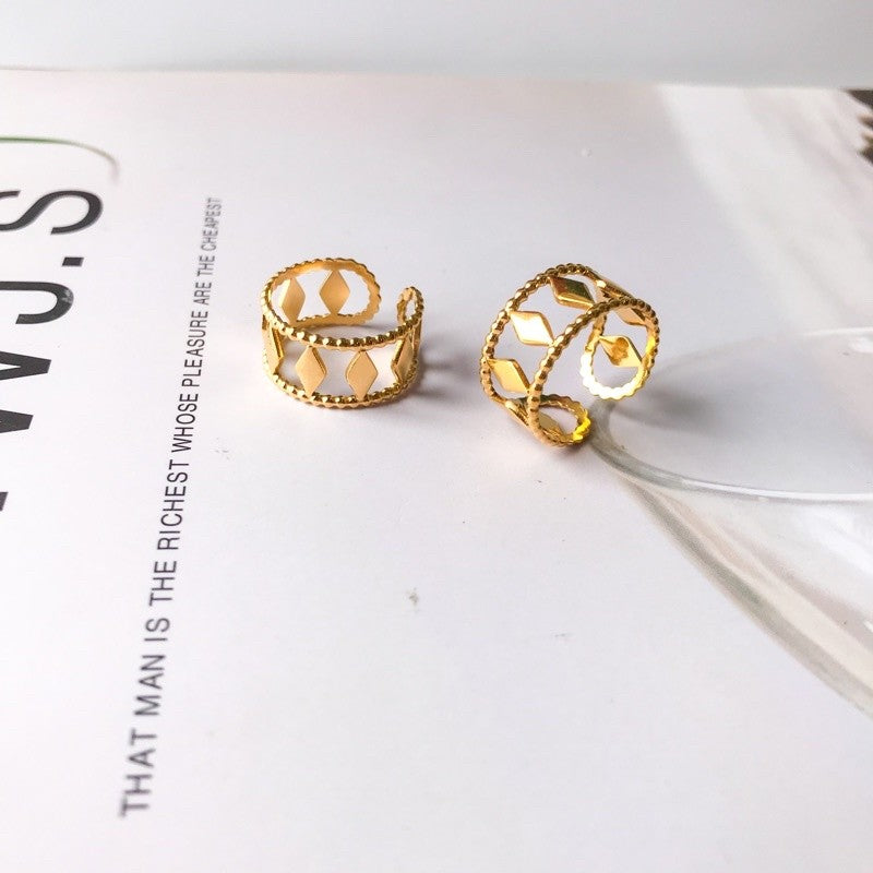 Gold stainless steel adjustable rings 1 pc/ tarnish resistant jewellery