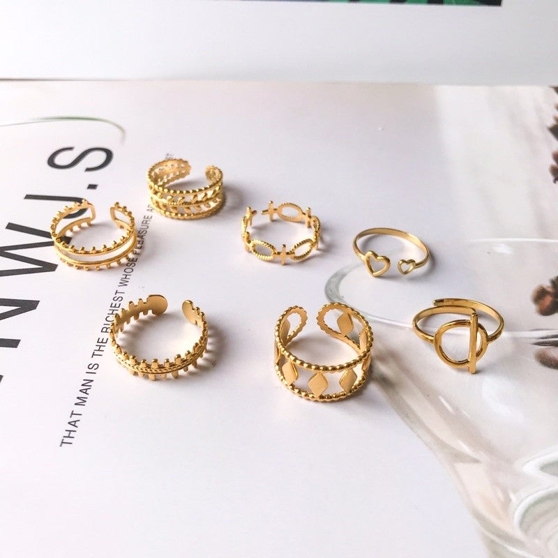 Gold stainless steel adjustable rings 1 pc/ tarnish resistant jewellery