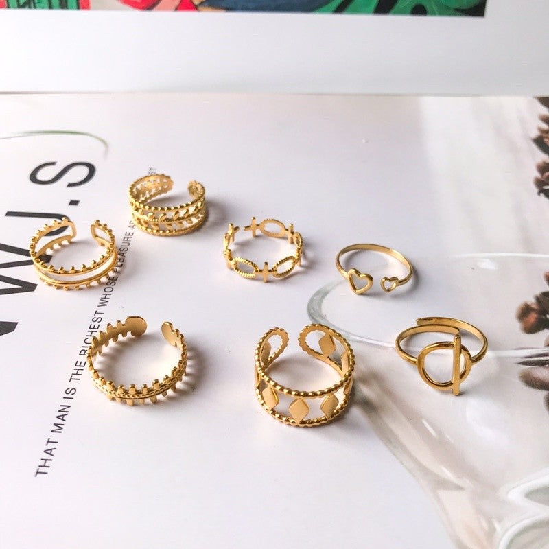 Gold stainless steel adjustable rings 1 pc/ tarnish resistant jewellery