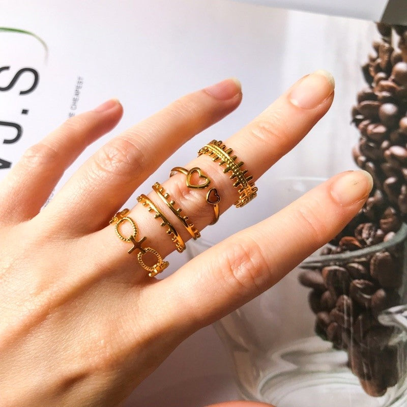 Gold stainless steel adjustable rings 1 pc/ tarnish resistant jewellery