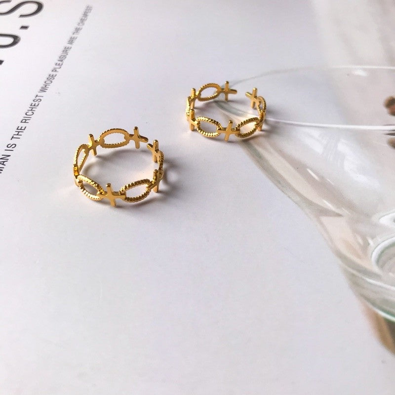 Gold stainless steel adjustable rings 1 pc/ tarnish resistant jewellery