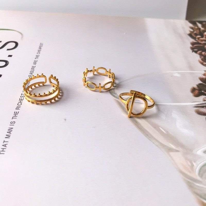 Gold stainless steel adjustable rings 1 pc/ tarnish resistant jewellery