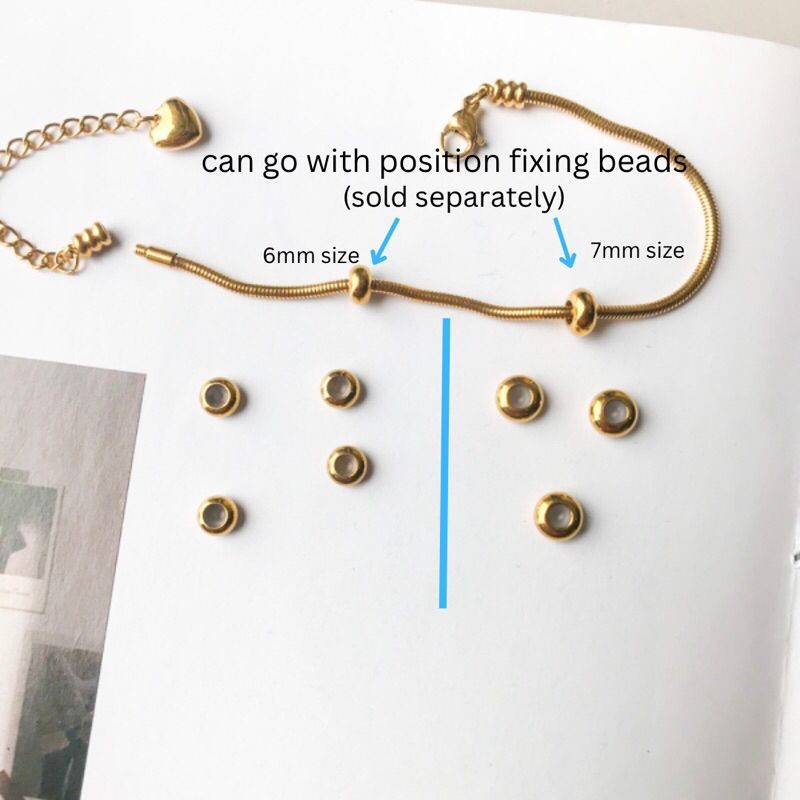 Snake chain flexible chain bracelet [Stainless steel] & position fixing beads/ stopper