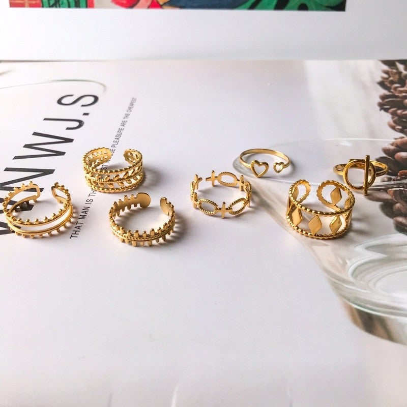 Gold stainless steel adjustable rings 1 pc/ tarnish resistant jewellery