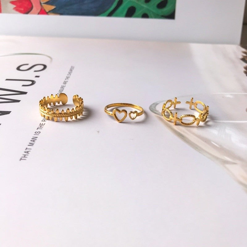 Gold stainless steel adjustable rings 1 pc/ tarnish resistant jewellery