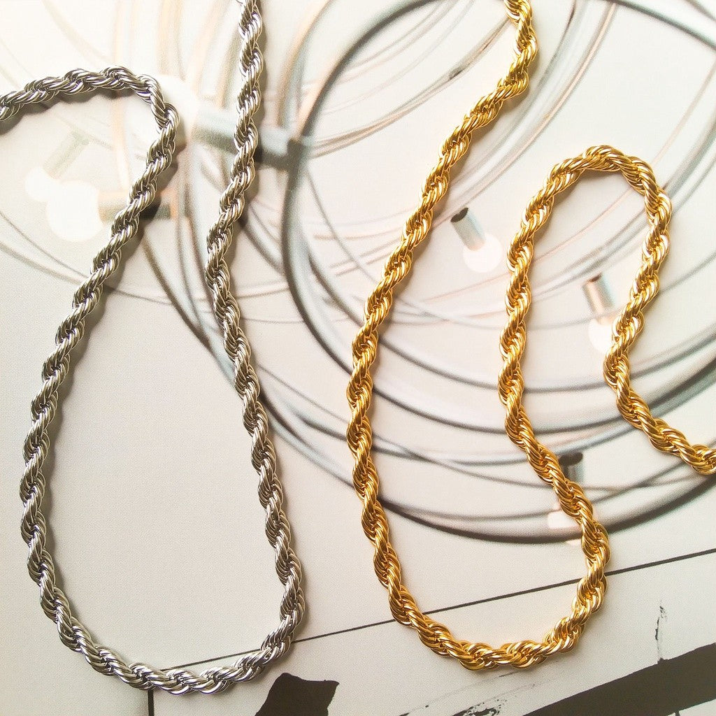 Rope Chain Necklace 1Pc - Gold & Stainless Steel