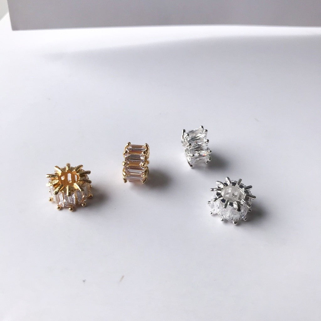 Round Sparkle Spacer Charms 1pc - 14K Rolled Gold