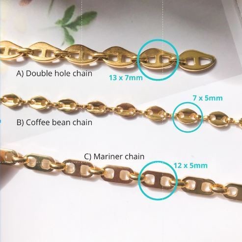 DIY Chain: Double hole Mariner coffee been chain - PVD stainless steel