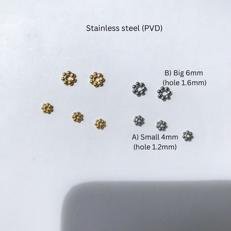 Stainless steel flower spacer 4mm/ 6mm 1pc